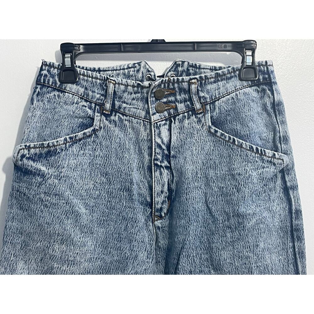 VTG 90s Acid Wash Lace Up Ankle Jeans Size 9/10 High Rise Tapered Leg Grunge - Picture 2 of 8